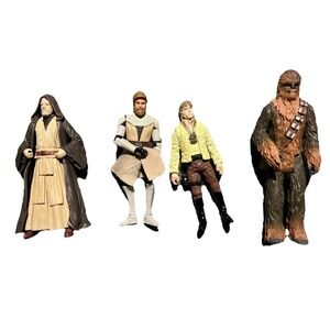 Star Wars Figure Lot 4x General Obi-Wan Kenobi Clone Armor Luke Yavin Chewbacca